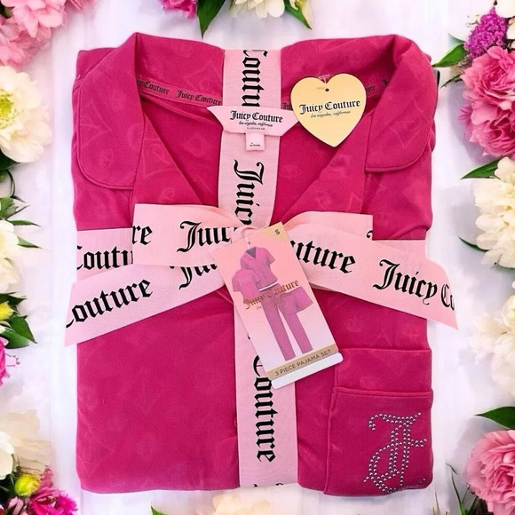 Juicy Couture Other - Juicy Couture 3 Piece Pink PJ Sleepwear Top, Pants & Shorts Set New Size XL